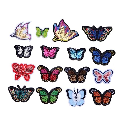 jojofuny 1 Satz Schmetterlings Aufnäher Teiliges Aufbügelbare Stoffflicken Für Kleidungsgestaltung Bestickte Applikationen Für Taschen Designs Zur Personalisierung Und Reparatur 16 Stück von jojofuny