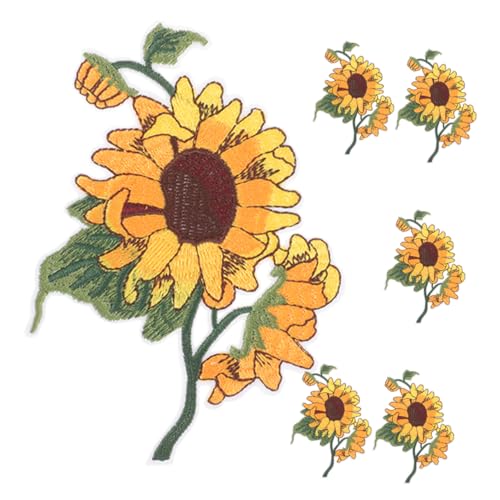 jojofuny 1 Satz Sonnenblumen Tuch Aufkleber Nähen Patch Sonnenblumen-applikationen Blumenapplikationen Stickerei Gestickte Aufnäher Mit Blumen Flecken Vlies Yellow 6 Stück von jojofuny