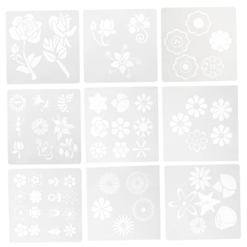 jojofuny 1 Satz Teiliges Blumen Schablonen Wiederverwendbar Kreative Malvorlagen Für Diy Basteln Vielseitige Muster Für Scrapbooking Wanddekoration 9 Stück von jojofuny