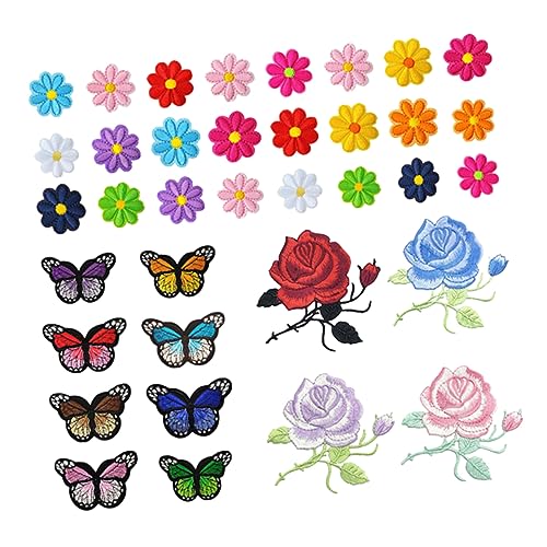 jojofuny 1 Satz Teiliges Blumenförmige Aufnäher Diy Stickerei Patches Für Kleidung Taschen Und Rucksäcke Dekorative Applikationen Bunten Designs 36 Stück von jojofuny