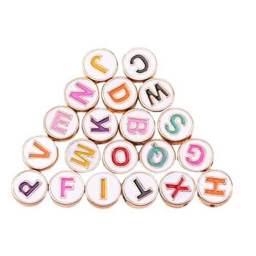 jojofuny 1 Satz Teiliges Bunte Buchstabenperlen Runde Metallperlen Für Schmuckdesign Und Diy Projekte Für Armbänder Und Kreative Bastelideen 20 Stück von jojofuny