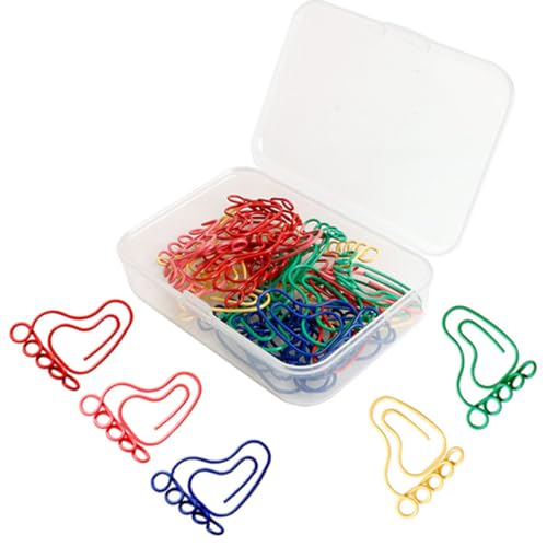 jojofuny 1 Satz Teiliges Fußabdruck Büroklammern Bunte Binder Clips Für Dokumentenorganisation Für Schule Büro Und Kreative Bastelprojekte 30 Stück von jojofuny