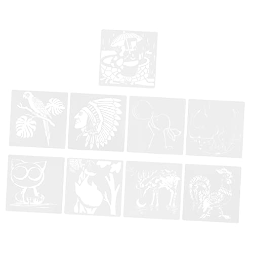 jojofuny 1 Satz Teiliges Set Tier Malvorlagen Für Wiederverwendbare Schablonen Für Diy Kunstprojekte Und Bastelarbeiten Für Scrapbooking Und Schulprojekte Lebensmittelechtem Pet 9 Stück von jojofuny