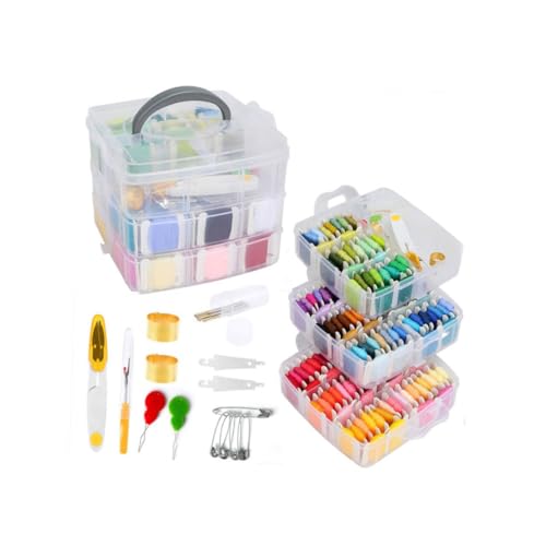 jojofuny 1 Satz Teiliges Stickset mit Winder und Zubehör Praktischer Aufbewahrungsbox Diy Kreuzstich Set für Frauen und Mädchen für Handarbeiten und Kreative Projekte von jojofuny