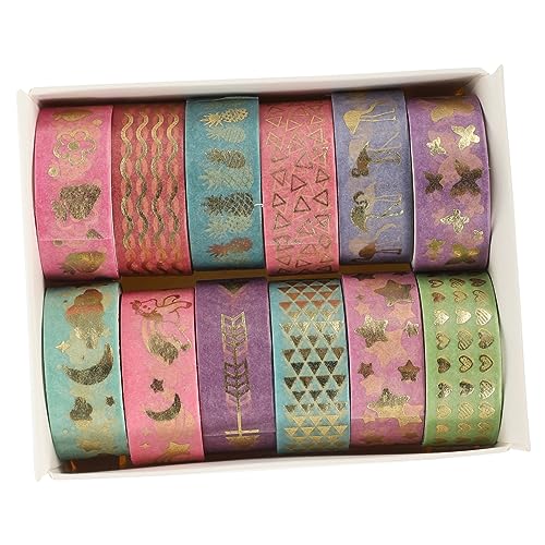 jojofuny 1 Satz Washi Tape Dekoratives Klebeband Für Scrapbooking Diy Projekte Und Geschenkverpackungen Pro Vielseitig Einsetzbar Für Bastelideen Und Partydekorationen 12 Stück von jojofuny