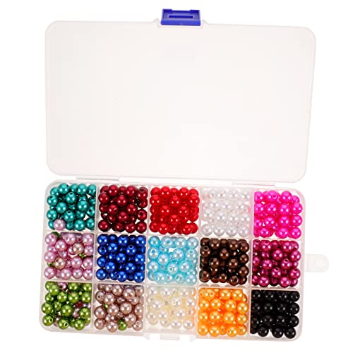 jojofuny 1 Schachtel Künstliche Perlen Rund Abs Farbe Perlen mit Löchern für Schmuckherstellung für DIY Armbänder und Bastelprojekte von jojofuny