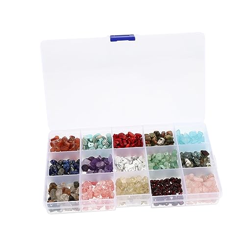 jojofuny 1 Schachtel Naturstein Perlen mit Löchern Energiesteine für Diy Schmuckherstellung mit Verschiedenen Farben und Mustern für Armbänder und Mehr von jojofuny
