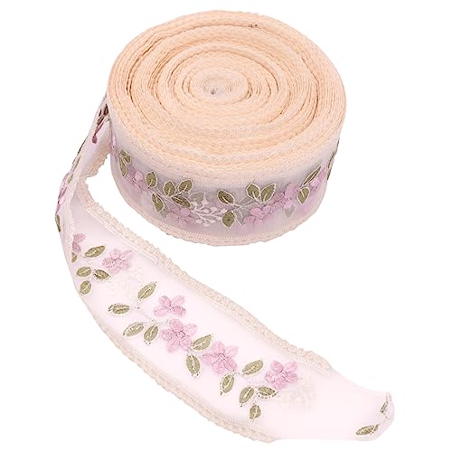 jojofuny 1 Stück Bastelband aus Spitze Nähen Stickerei Stoff Vintage-Bandbesatz gerüschter Spitzenbesatz DIY Bastelspitze Blumenmuster Spitzenband Bastelspitze Polyestergarn Rosa von jojofuny