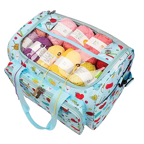 jojofuny 1 Stück Diy Aufbewahrungstasche für Praktische Oxford Handtasche mit Reißverschluss Mehrere Fächer Strick und Häkelzubehör von jojofuny