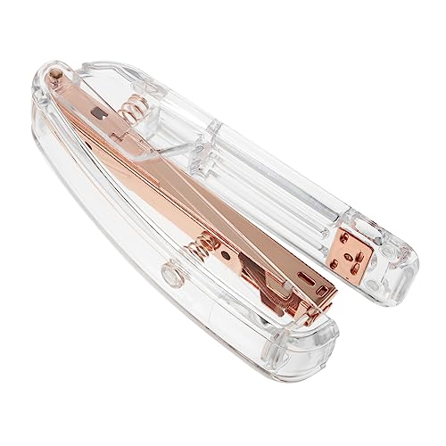 jojofuny 1 Stück Transparente Heftmaschine aus Kunststoff Buchbindewerkzeug Roségold für Einfaches Heften und Binden von Dokumenten von jojofuny