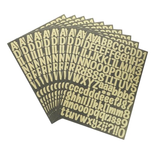 jojofuny 10 Blatt Buchstabenaufkleber glänzend groß Beschriftung Etikett bunt Standardschrift für Briefaufkleber Zahlen selbstklebend Vinyl Party-Aufkleber Glitzerbriefe Papier Golden von jojofuny