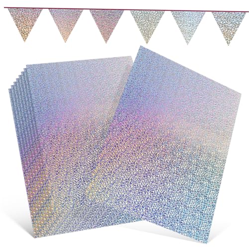 jojofuny 10 Blatt Holografisches Glitzer Kartonpapier Schillerndes Bastelpapier für Scrapbooking Origami Vielseitig Einsetzbar Sicher für Erwachsene Stabiler Karton für Kreative DIY von jojofuny