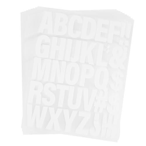 jojofuny 10 Blatt Thermotransfer-Buchstabenband Flecken Briefe Stoff Hitze überweisen Buchstaben aufbügeln Buchstabenflicken aufbügeln Bügeleisen auf Applikation Zahlen aufbügeln Vinyl Weiß von jojofuny