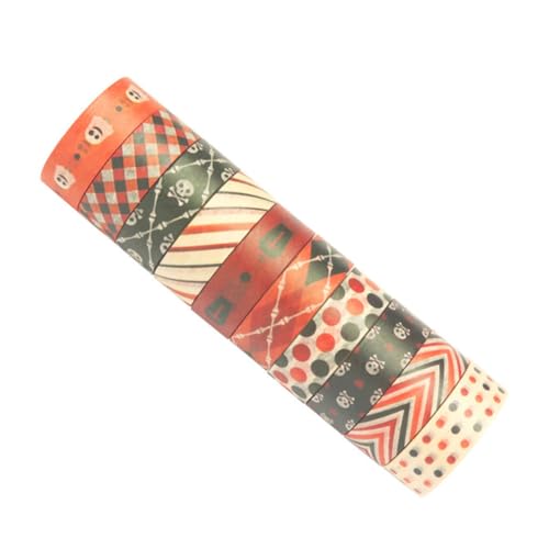 jojofuny 10 Rollen DIY Washi Papierbänder Halloween Dekoratives Klebeband Kreative Scrapbooking Sticker Geschenkverpackung Handgemacht von jojofuny