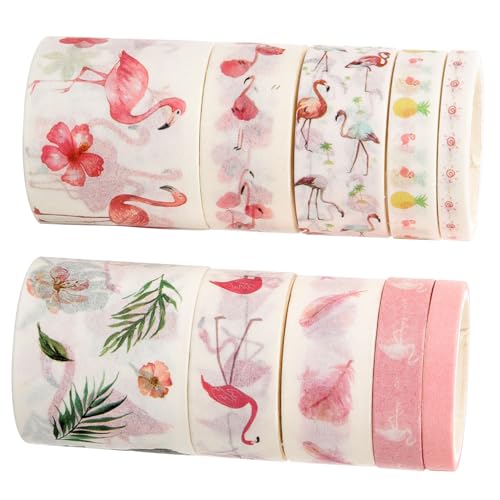jojofuny 10 Rollen Vintage Washi Tape Flamingo Design Langlebiges Dekoratives Klebeband für Scrapbooking DIY Bastelarbeiten Farbiges Ästhetisches Masking Tape für Geschenkverpackung und jojofuny 10 Rollen Vintage Washi Tape Flamingo Design Langlebiges Dekoratives Klebeband für Scrapbooking DIY Bastelarbeiten Farbiges Ästhetisches Masking Tape für Geschenkverpackung und von jojofuny