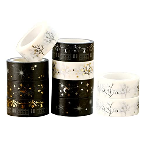 jojofuny 10 Rollen Washi Tape Diy Klebeband mit Goldfolie Dekoratives Masking Tape für Scrapbooking Notizbücher und Kreative Projekte Vielseitig Einsetzbar von jojofuny