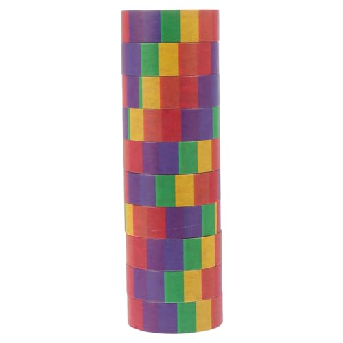 jojofuny 10 Rollen Washi Tape Regenbogenfarbenes Dekoratives Klebeband für Journaling Scrapbooking und Bastelprojekte Kreative DIY Aufkleber für Erwachsene von jojofuny