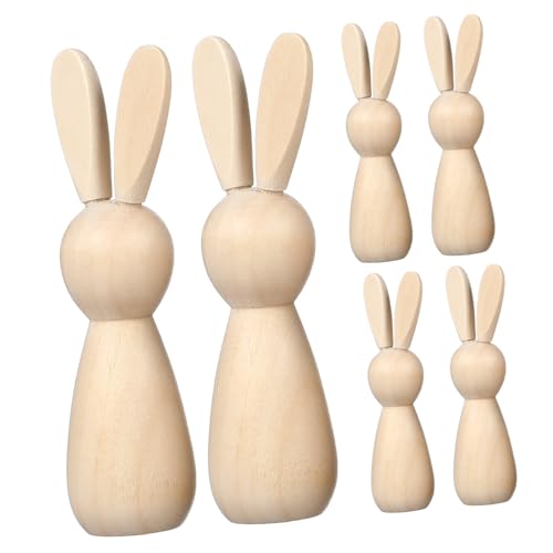 jojofuny 10 Sätze Kaninchen Leerzeichen Steckpuppen Unvollendet Kindergarten Handgefertigtes Diy-graffiti- Aus Holz Desktop-handwerk Aus Holz Hölzern Beige 10 Stück * 10 von jojofuny
