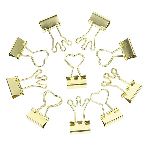 jojofuny 10 Stück Binder Clips Herzform und Krone Büroklammern für Dokumente Bürobedarf Farbige Klammern für Notizen und Rechnungen Robust und Langlebig von jojofuny