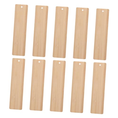 jojofuny 10 Stück DIY Bambus Lesezeichen Blanko mit Hängeloch Unfertige Bastelmaterialien für Karten Dekoration und Geschenketiketten von jojofuny