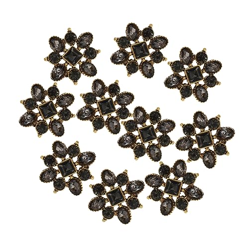 jojofuny 10 Stück Diamantschnalle Schmuck Ornamente Zubehör Basteln Kleid für gemacht Hochzeit dekorativer Schmuck DIY Haarschmuck Material DIY -Schmuckversorgungen Legierung Strass Schwarz von jojofuny
