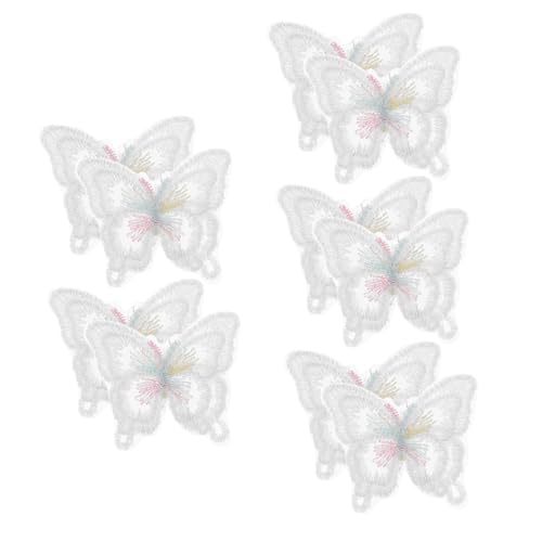 jojofuny 10 Stück Doppellagige Schmetterling Spitze Applikationen zum Aufnähen Organza Stickerei Patches für Brautkleider DIY Kleidung Schuhe Hüte Taschen Verzierung von jojofuny