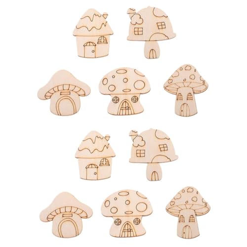jojofuny 10 Stück Holzpilzscheiben Handwerk Holz Unfertige Pilze Dekorative Pilze Pilzdekorationen Lustiges Pilzhandwerk Holzdekorationen Hölzerne Eichel Mittelstücke Aus Holzpilzen Khaki von jojofuny