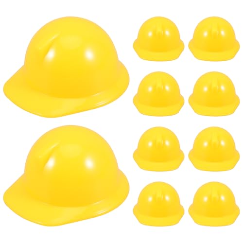 jojofuny 10 Stück Miniatur bauhut Bauhelm Puppen Hut Kinder Spielzeug Helm Schutzhelm Weinflasche Abdeckung Stopper Flaschen Mützen Jungen Mädchen Baustellenhelm Flaschendeko von jojofuny