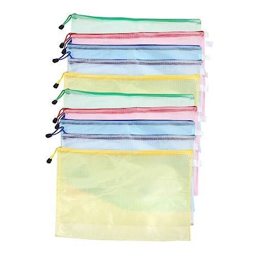 jojofuny 10 Stück Reißverschluss Dokumententaschen Transparente Mesh Tasche für Schule und Büro zur Organisation von Unterlagen und Reisen mit Robustem Material und Großem von jojofuny