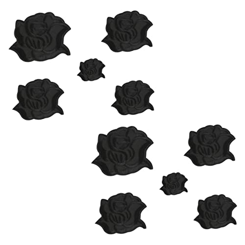 jojofuny 10 Stück Schwarze Blumenstickerei Aufnäher Hochwertige Kleidung Flicken für Diy Applikationen zur Reparatur von Kleidung und Taschen für Bastelprojekte von jojofuny
