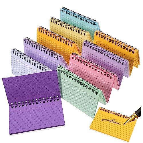 jojofuny 10 Stück Spiral Notizblöcke Farbige Karteikarten für Büro und Schule Praktische Notizpads mit Horizontalen Leicht Umblätterbar und Tragbar für Notizen und Inspiration von jojofuny