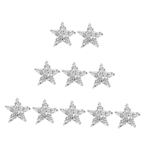 jojofuny 10 Stück Strass Stern Patches aus Resin mit Hot Melt Kleber Silberne Aufbügler für Kleidung Wasserfeste DIY Aufnäher für Textilien und Bastelprojekte von jojofuny