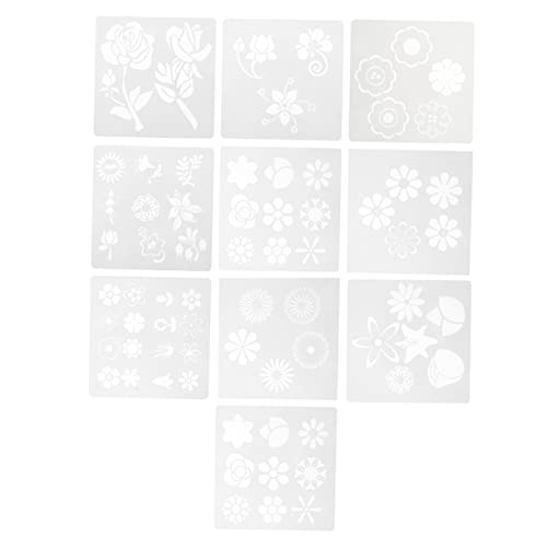 jojofuny 10 Stück Teiliges Blumen Schablonen aus Flexiblem Pet Waschbar Hohles Design Feine Kanten Wiederverwendbar für Diy Journal Malvorlagen und Kreative Notizbuch Dekoration von jojofuny