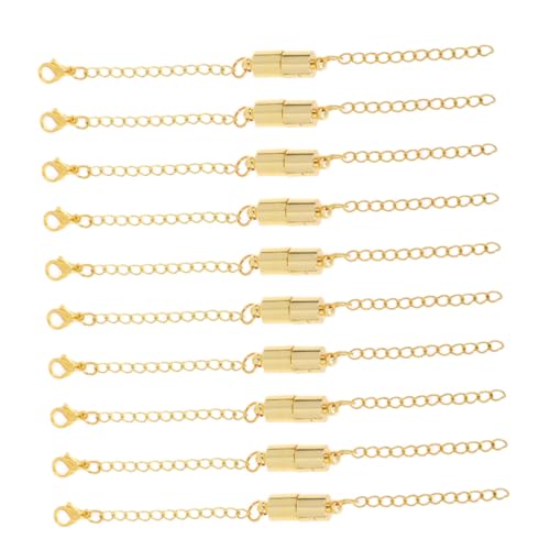 jojofuny 10 Stück Teiliges Edelstahl Halskettenverlängerer Magnetischer Schmuckverbinder Verlängerung für Armbänder und Ketten Goldfarben Einfache Handhabung bei Arthritis und von jojofuny