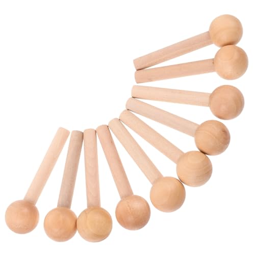 jojofuny 10 Stück Teiliges Holzstäbe mit Kugelkopf Stabile Holzdübel für Pegboard Wandorganizer Glatt Polierte Buche Holzstäbchen zum Basteln DIY und Werkbank Zubehör von jojofuny