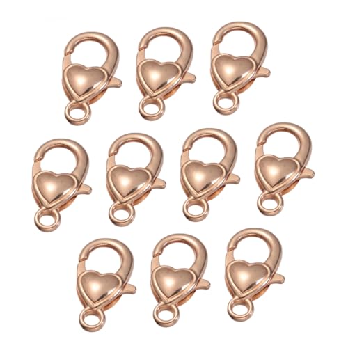 jojofuny 10 Stück Teiliges Legierungs lobster verschlüsse mit Herzmuster Langlebige Schmuckverschluss clips DIY Schlüsselanhänger Schmuckzubehör für Halsketten Armbänder Anhänger von jojofuny