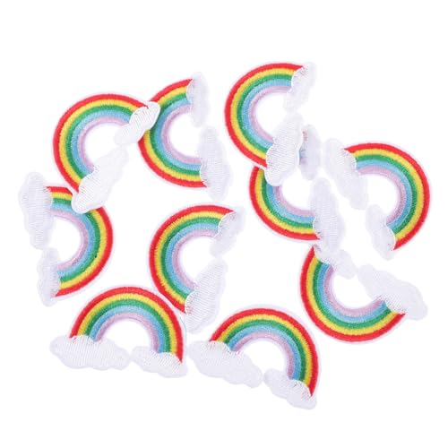 jojofuny 10 Stück Teiliges Regenbogen Wolken Bügelapplikationen zum Aufbügeln Bestickte Reparaturpatches für Kleidung Jacken Hosen Taschen DIY Dekoration für Erwachsene von jojofuny