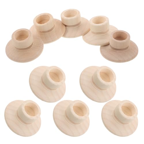jojofuny 10 Stück unbehandelte Kerzenbecher aus Holz, leere Kerzenhalter, Kerzenständer aus Holz, 22 mm Loch, klassischer Blumenbehälter für Handmalerei, Basteln, Heim- und Hochzeitsdekorationen von jojofuny