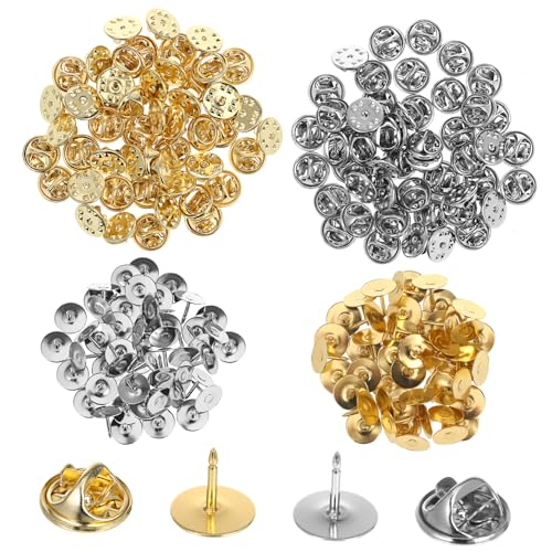 jojofuny 100 Paare Spike Horse Nadelkappe Schild Stiftrückseiten Für Emaillestifte Pin-backs-verriegelung Broschen-trägernadel Butterfly-kupplungsstift Sortiert Metall von jojofuny