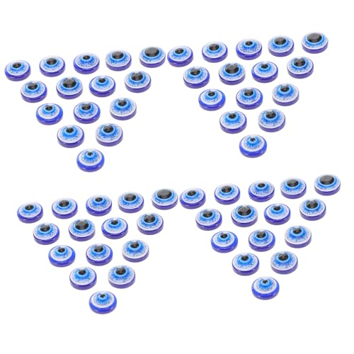 jojofuny 100 Stück Blaue Flache Resin Evil Eye Perlen für Schmuckherstellung DIY Scrapbooking Basteln Zubehör von jojofuny