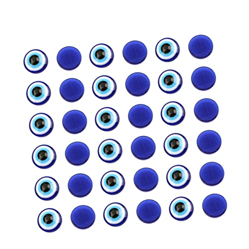 jojofuny 100 Stück DIY Flache Blaue Resin Evil Eye Perlen für Schmuckherstellung Armbänder Basteln Kreative Anhänger und Scrapbooking Praktische Runde Perlen für Partydekoration von jojofuny