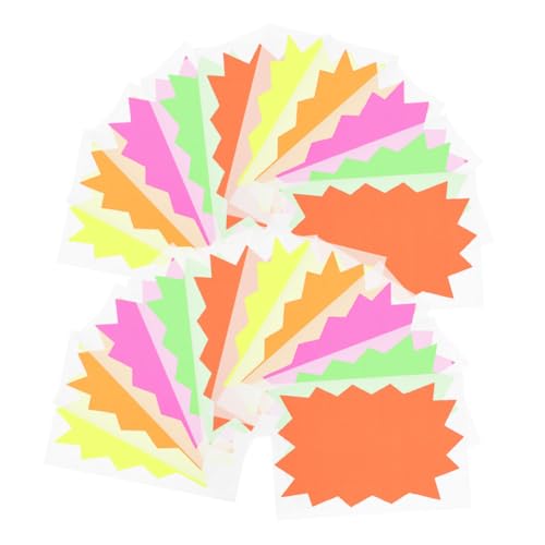 jojofuny 100 Stück Fluoreszierendes Stern-burst-schild, Hofverkaufspreisaufkleber, Fluoreszierendes Pinnwandschild, Einzelhandelshof, Garagenverkaufsschild, Poster, Tafeldekorationen von jojofuny
