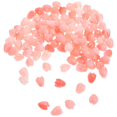 jojofuny 100 Stück Geschnitzte Jasminblüten Perlen Korallenoptik Lose Spacer Perlen für Schmuckherstellung Halsketten Armbänder DIY Bastelzubehör in Zartem Rosa von jojofuny