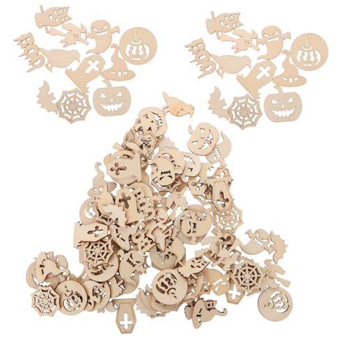 jojofuny 100 Stück Halloween Holzplättchen zum Bemalen DIY Bastelzubehör aus Robustem Holz Kreative Grusel-deko für Halloween Party und Heimdekoration jojofuny 100 Stück Halloween Holzplättchen zum Bemalen DIY Bastelzubehör aus Robustem Holz Kreative Grusel-deko für Halloween Party und Heimdekoration von jojofuny