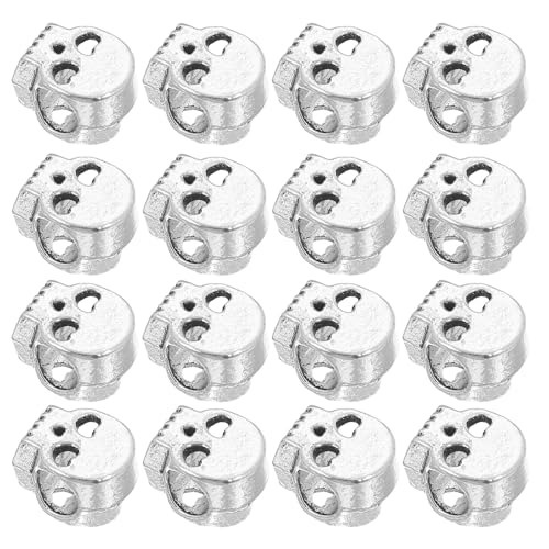 jojofuny 100 Stück Halloween-Totenkopfperlen – Großes Loch, Legierung, Skelett-Abstandshalterperlen – Vintage-Silber-Charms zur Schmuckherstellung – Gothic-Bastelzubehör, 4,5 mm Loch von jojofuny
