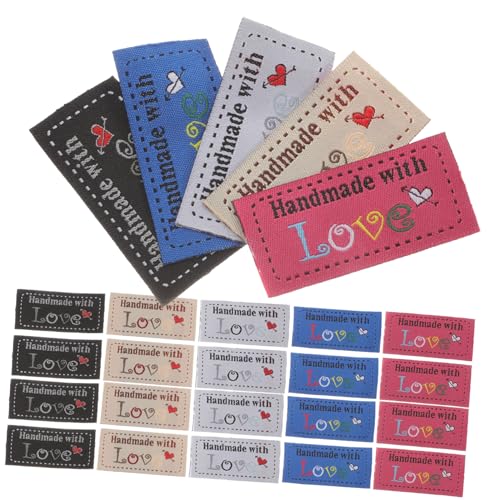jojofuny 100 Stück Handmade Labels zum Annähen Liebevoll Gestaltete Strick und Häkelzubehör Etiketten Bunte Kleidungsaufnäher für DIY Kleidung Langlebige Nählabels für Textilien und jojofuny 100 Stück Handmade Labels zum Annähen Liebevoll Gestaltete Strick und Häkelzubehör Etiketten Bunte Kleidungsaufnäher für DIY Kleidung Langlebige Nählabels für Textilien und von jojofuny