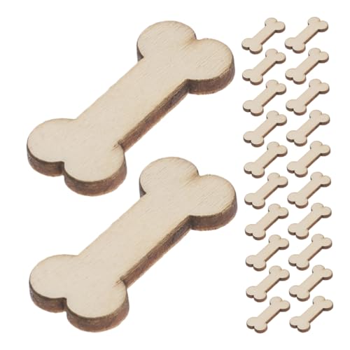 jojofuny 100 Stück Hundeknochen dekoratives Holzstück hängende Holzausschnitte unvollendete Holzverzierungen unfertiges holzhandwerk leere Holzornamente zum Handwerk Buchsbaum Khaki von jojofuny
