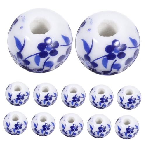 jojofuny 100 Stück Keramikperlen: Runde Porzellanperlen Mit 12 Mm Durchmesser Und Blumenmuster – Perlenset Zum Selbermachen Zur Schmuckherstellung, Armbändern Und jojofuny 100 Stück Keramikperlen: Runde Porzellanperlen Mit 12 Mm Durchmesser Und Blumenmuster – Perlenset Zum Selbermachen Zur Schmuckherstellung, Armbändern Und von jojofuny