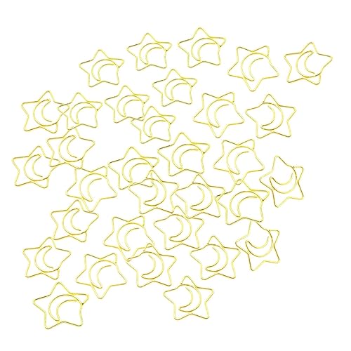 jojofuny 100 Stück Kleine Metallklammern für Büro und Schule Kreative Büroklammern Sternform Praktische und Vielseitige Papierklemmen für Bastelprojekte und Organisation Goldfarben von jojofuny