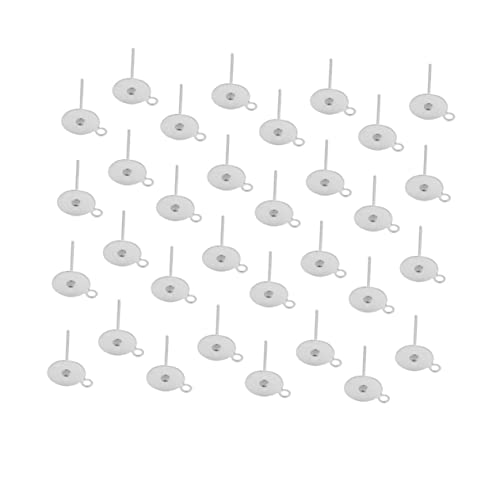 jojofuny 100 Stück Ohrstecker Rohlinge mit Flacher Runder Basis Langer Pin Silber Schmuckzubehör für DIY Ohrringherstellung mit Aufhängeloch für Anhänger und jojofuny 100 Stück Ohrstecker Rohlinge mit Flacher Runder Basis Langer Pin Silber Schmuckzubehör für DIY Ohrringherstellung mit Aufhängeloch für Anhänger und von jojofuny